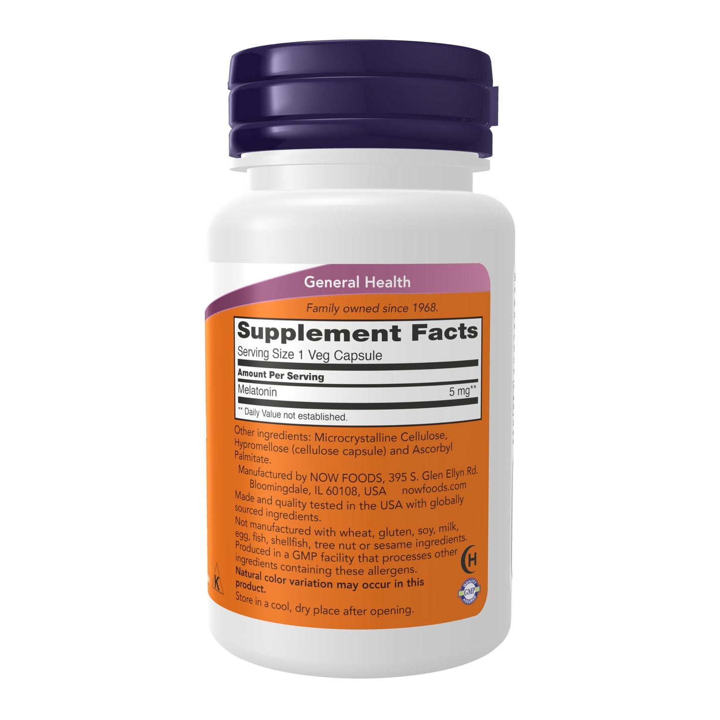 NOW Foods Supplements, Melatonin 5 mg, Free Radical Scavenger*, Healthy Sleep Cycle*, 60 Veg Capsules