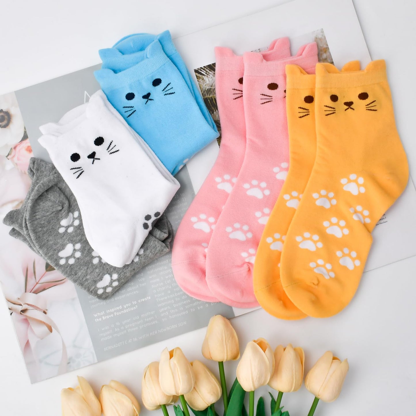 Stocking Stuffers for Women Teen Girls - Cute Cat Socks Christmas Gifts for Women Birthday Gifts for Her Mom Sister Teenage
