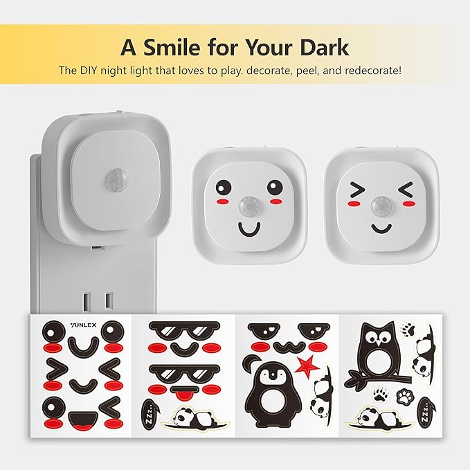 2 Pack Plug in Night Light with Motion Sensor & Dusk to Dawn Sensor, 3 Sensor Modes, Blue Night Lights Plug into Wall, Dimmable Nightlight for Bathroom, Bedroom, Indoor