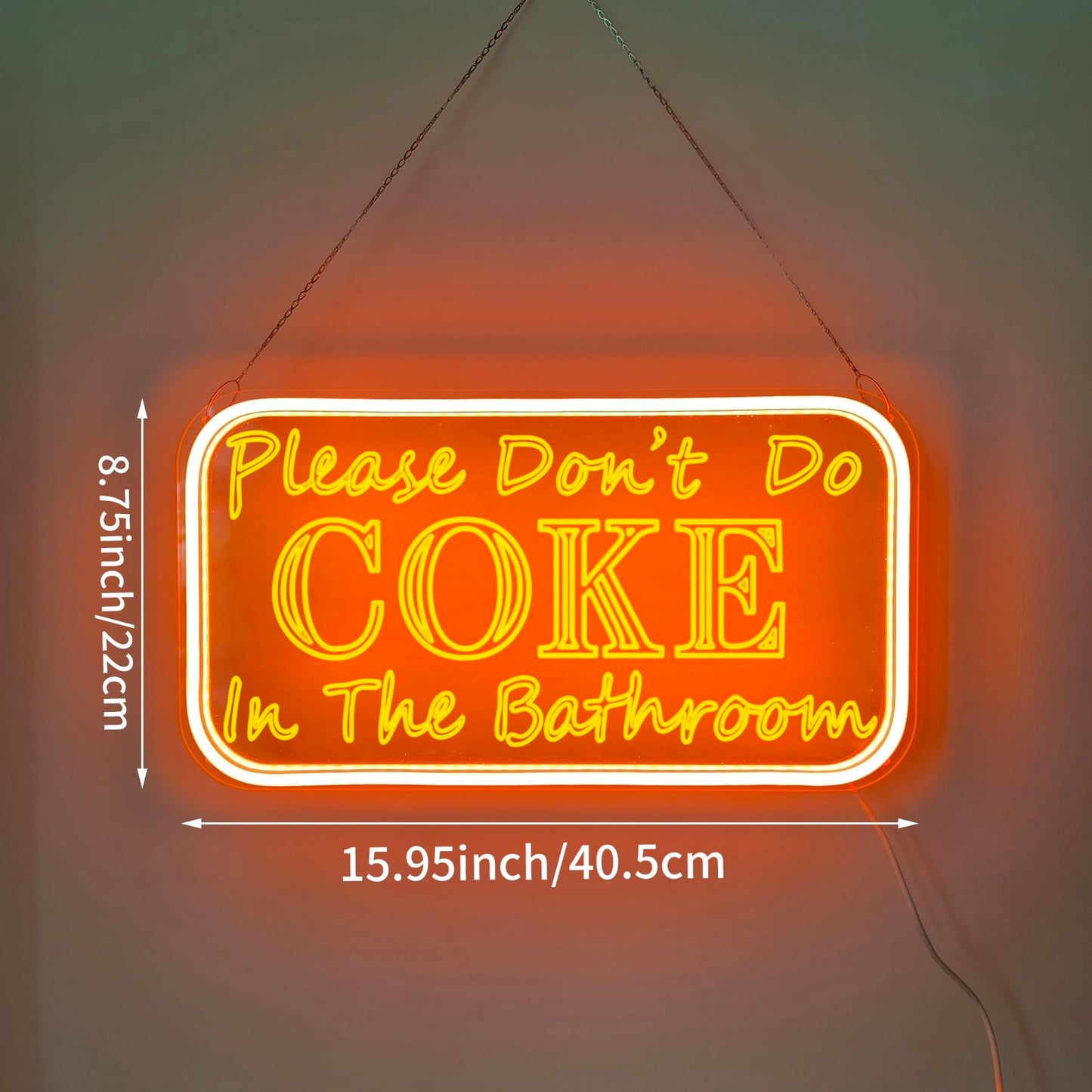 welltodo Neon Sign for Wall Decor, Acrylic, Adjustable Brightness, 15.95x8.75 inches, Rectangle Orange