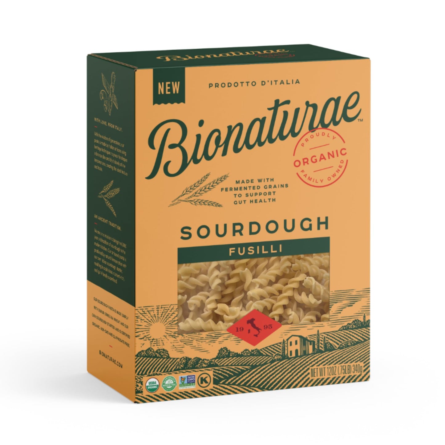 Bionaturae Sourdough Organic Fusilli Pasta - Italian Pasta Noodles Spiral Pasta Spiral Noodles Fusilli Pasta Noodles Corkscrew Pasta - 12 Ounce