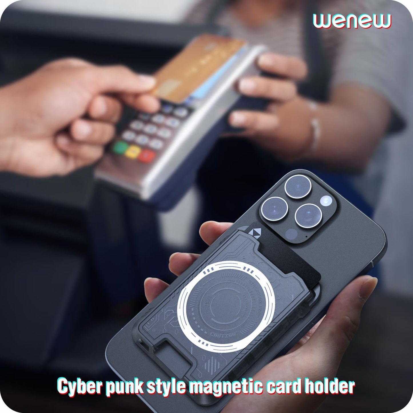 Wenew For Magsafe Wallet With Stackable Design, 3-Card Holder Magnetic Wallet For Iphone, Heavy Duty Hard Shell, 3,200 G Magneti