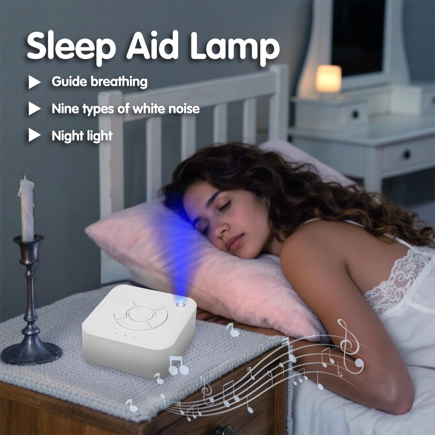 White Noise Sleep Machine,Sleep Aid for Adults & Babies,9 Soothing Sounds,White Noise,Ocean Waves,Rain,etc,Rechargeable,Portable with LED Breathing Light,15/30/60min Timer,Ideal for Home,Office,Travel
