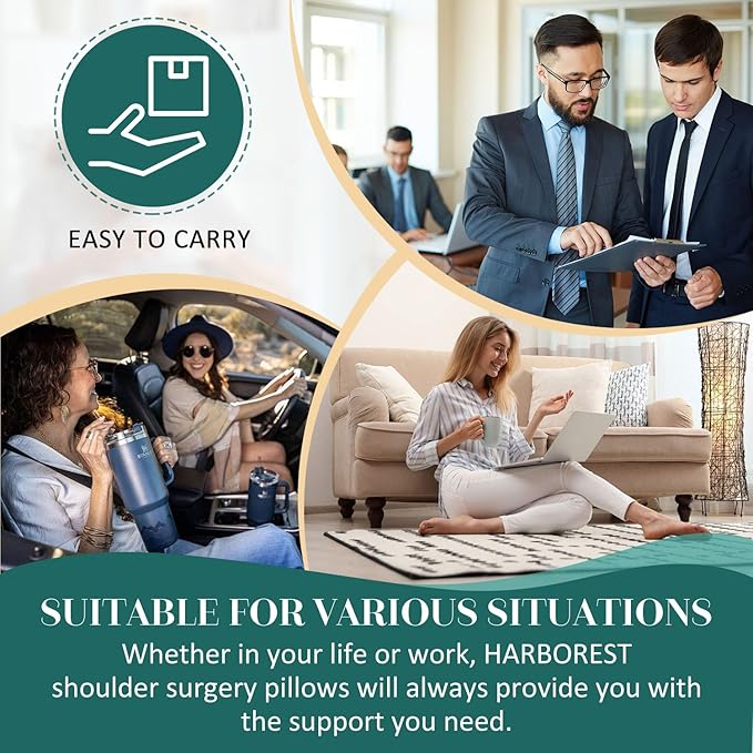 HARBOREST Shoulder Surgery Pillow with Straps & Pocket - Shoulder Pillow for Shoulder Pain, Rotator Cuff Pillow for Sleeping or Sitting, Shoulder Relief Pillow (Black)