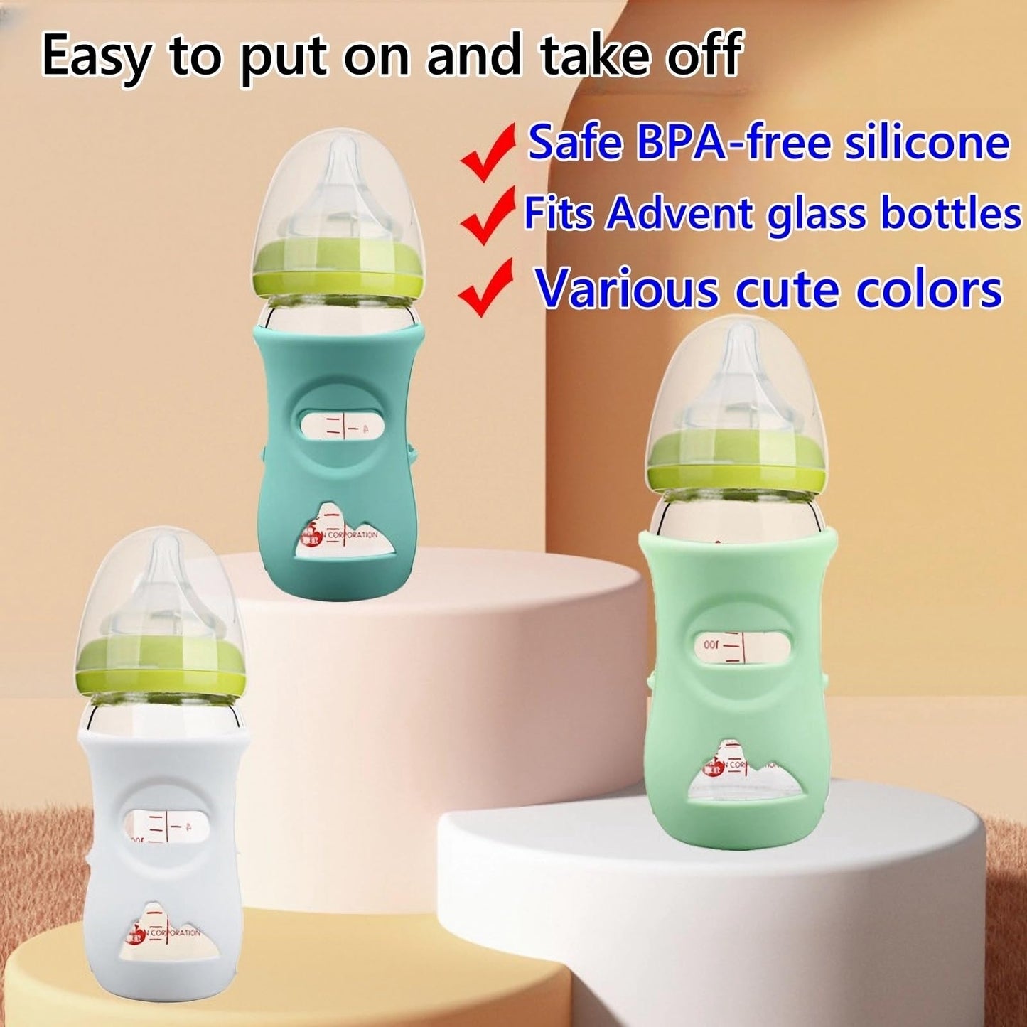 QinSuiKai 4 Pack Silicone Sleeves for Avent Natural Glass Baby Bottles, Anti Breakage Baby Bottle Holder, Compatible with Philips Avent Glass Natural Baby Bottle, BPA Free (Pink Purple, 8 OZ)