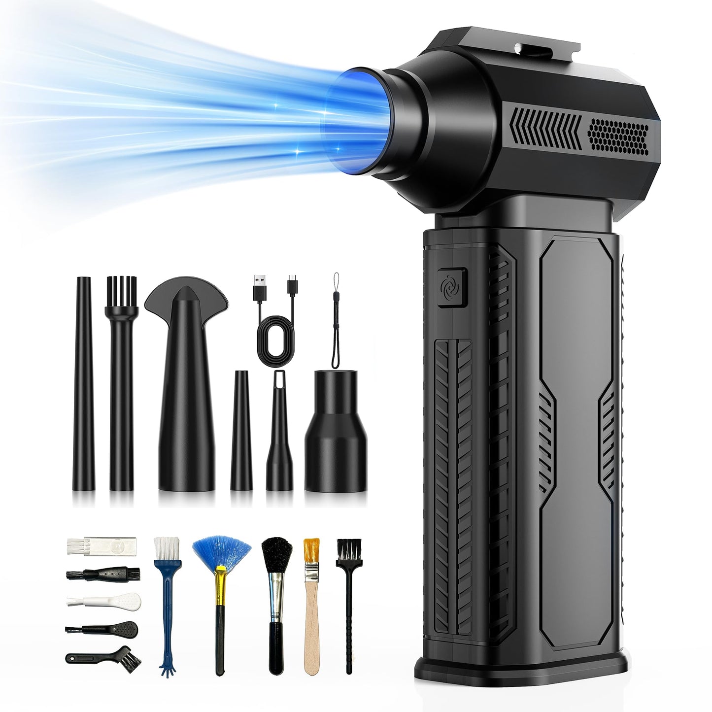 ZOAIVR Compressed Air Duster, 130,000RPM Ultra-Powerful Cordless Electric Air Duster with 8000mAh Rechargeable Battery, 4-Gear A