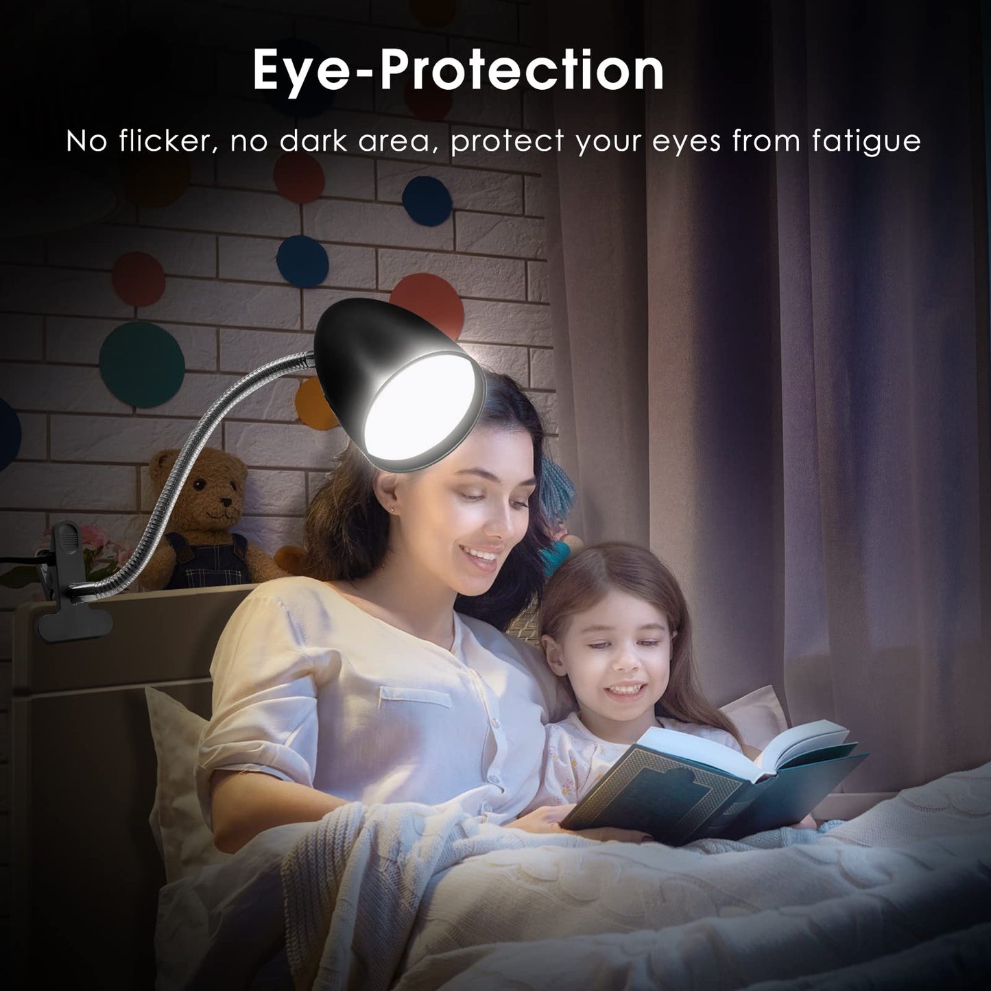 Energetic Lighting Clip on Reading Light, 3.5W 240 LM, ETL Listed, Black, Model MTSL1001BHB, Eye Protection, Non-Dimmable