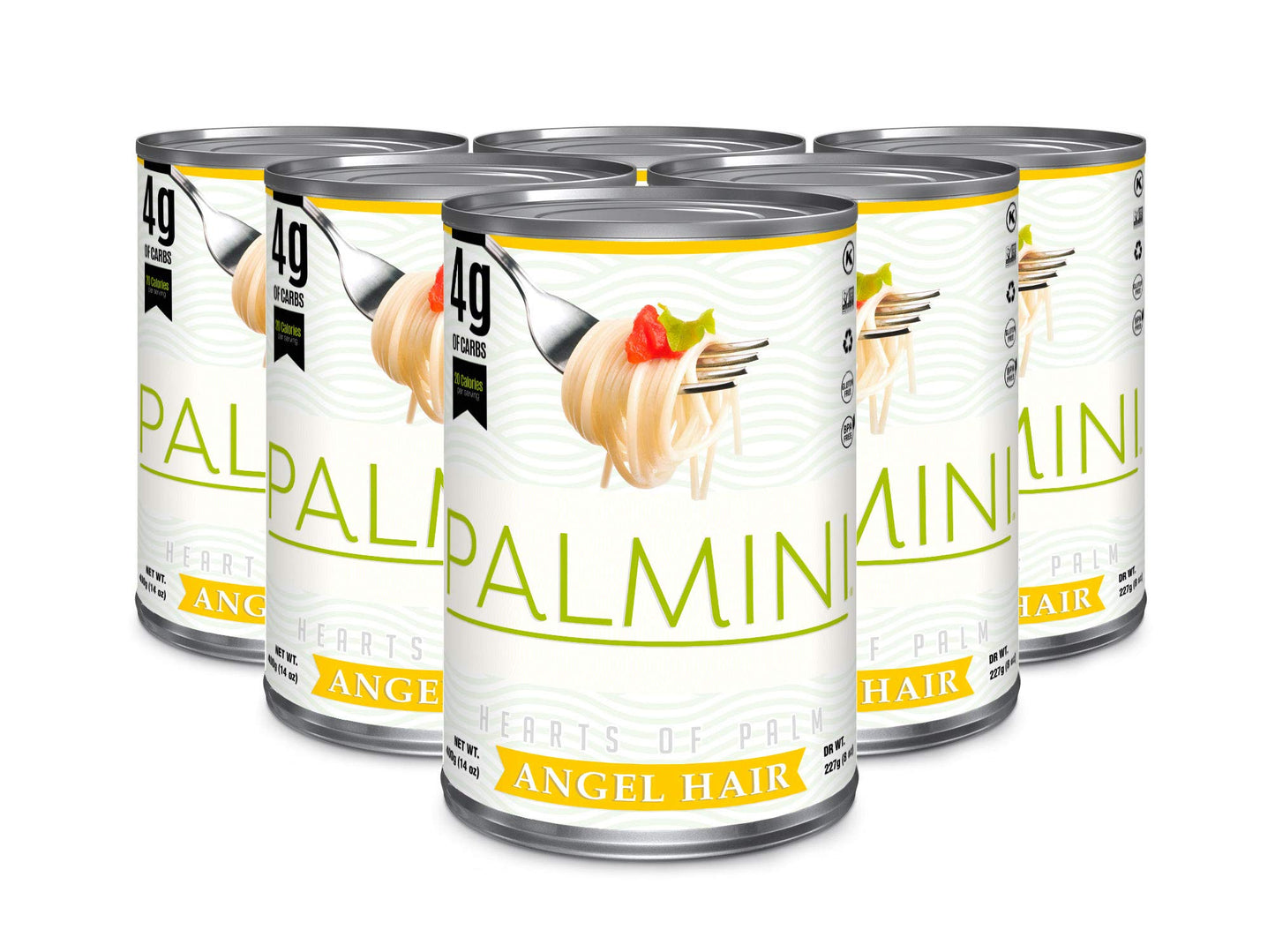 Palmini Angel Hair Pasta | Low-Carb Low-Calorie Hearts of Palm Pasta | Keto Gluten Free Vegan Non-GMO | As seen on Shark Tank | (14 Ounce Pouch-Pack of 6)