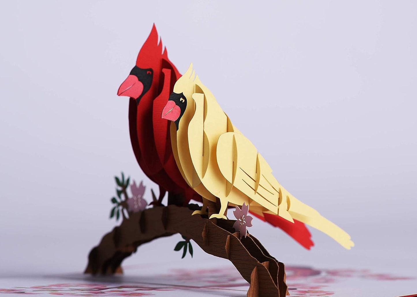 3D Popup Card of Cardinal Bird Couple, Paper Art & Handicraft, Greeting Card, Birthday, Anniversary, Christmas, Mothers Day, Fathers Day Card, Handmade Gift For Mom, Dad, Wife, Husband