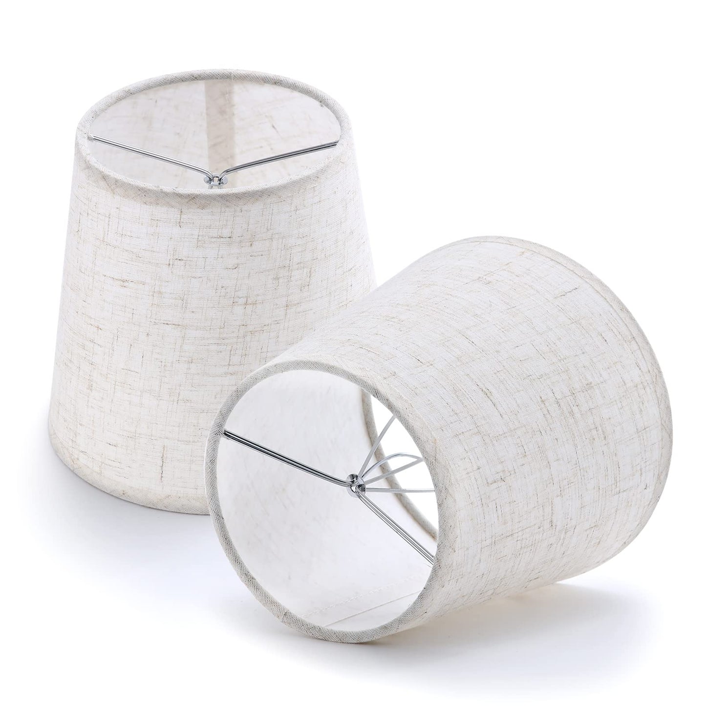 YISUN Chandelier Lamp Shades Set of 6, Beige Linen, 5.9in x 5.5in x 4.3in, Clip On, Hand Crafted for Bedroom and Dining
