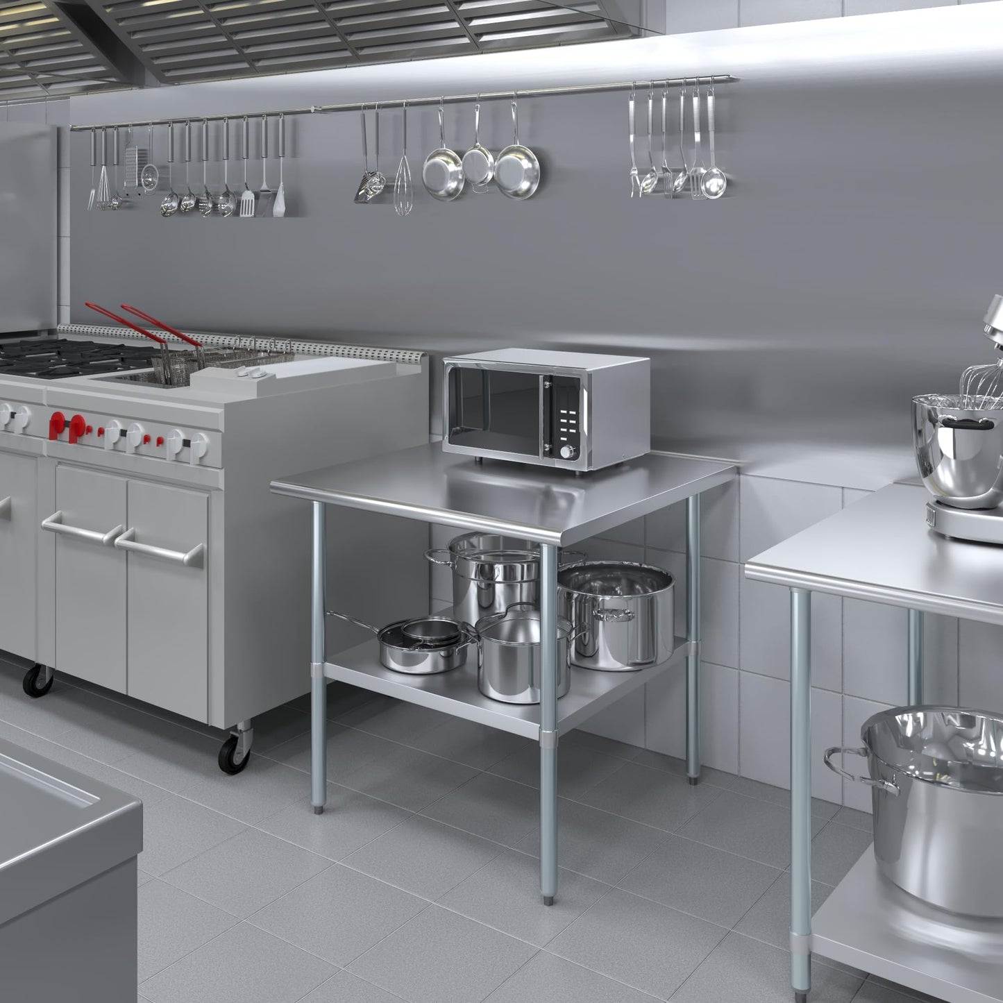AmGood 36 in. x 36 in. Stainless Steel Work Table | Metal Kitchen Food Prep Table | NSF