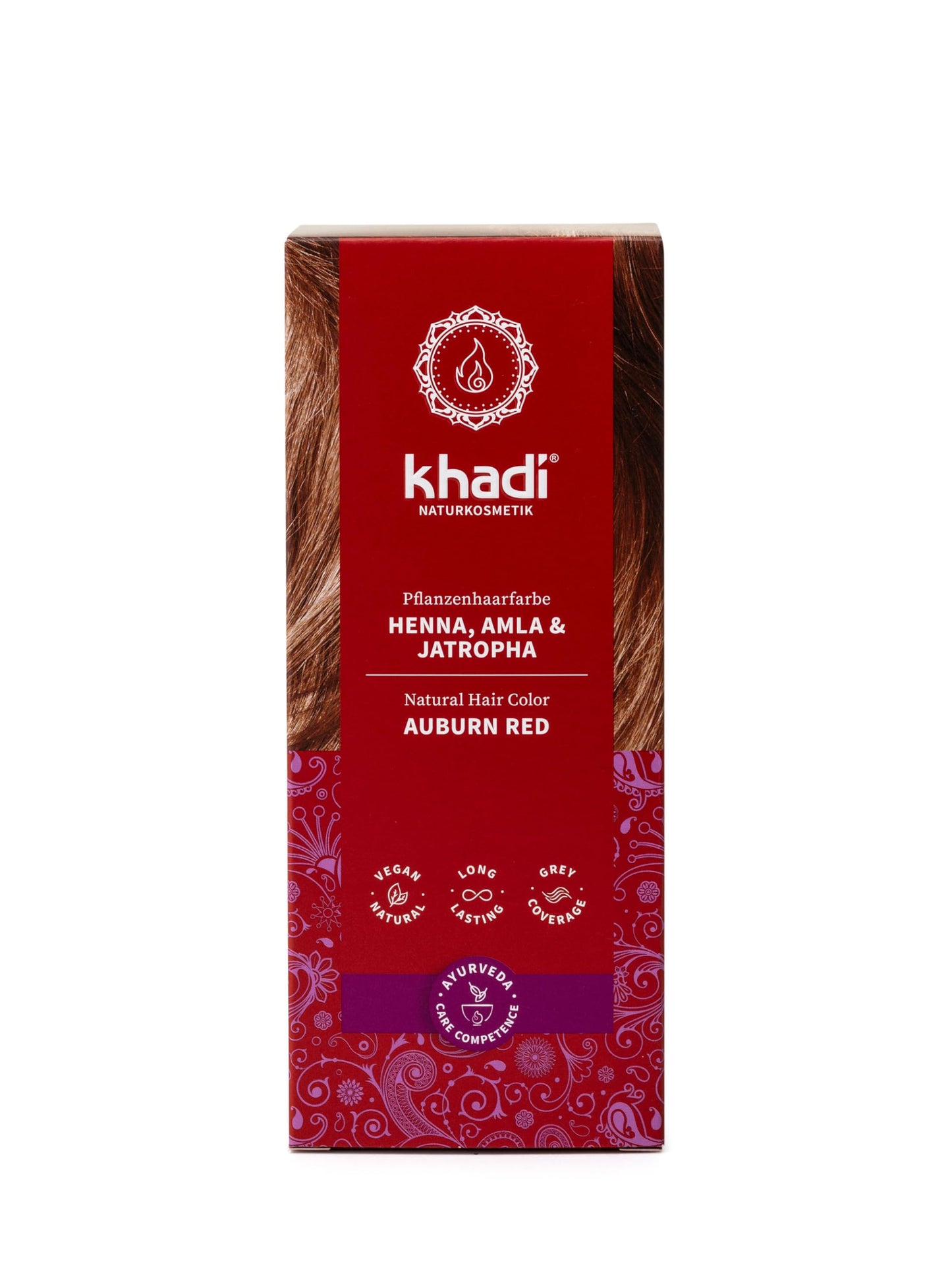 khadi AUBURN RED Natural Hair Color - Hair Color for strong, dark deep red to striking, rich mahogany - natural cosmetics - 3.5