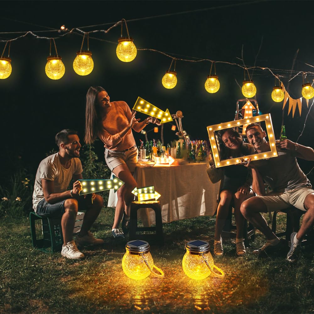 Dbf Solar Lanterns - Waterproof le Glass Ball Lights, 4-Pack, Amber Warm, Model Dbf-Lantern-4W, Perfect For Outdoor Garden Decor