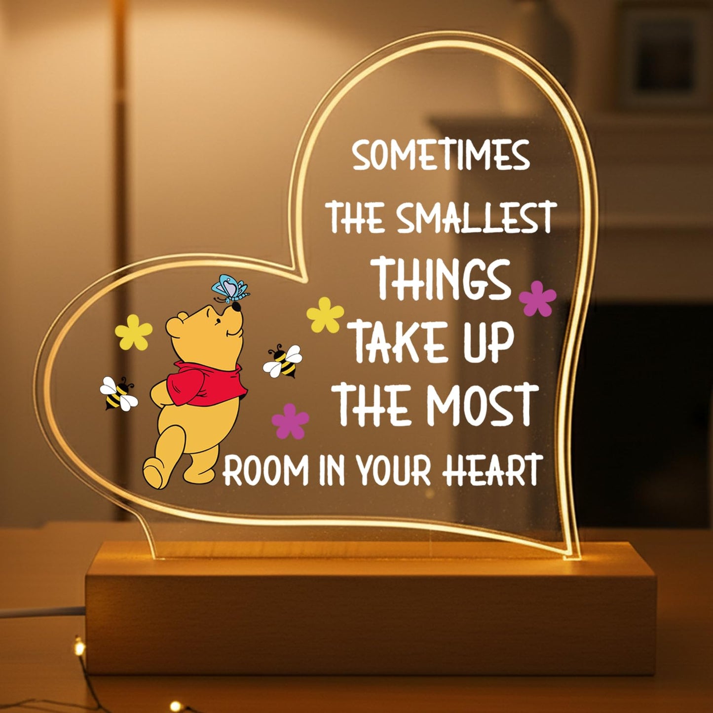 RYOTKIK Inspirational Night Lamp with Pooh Bear Cartoon Design, Perfect Gifts for Birthday Christmas Valentines Day Gift for Fri
