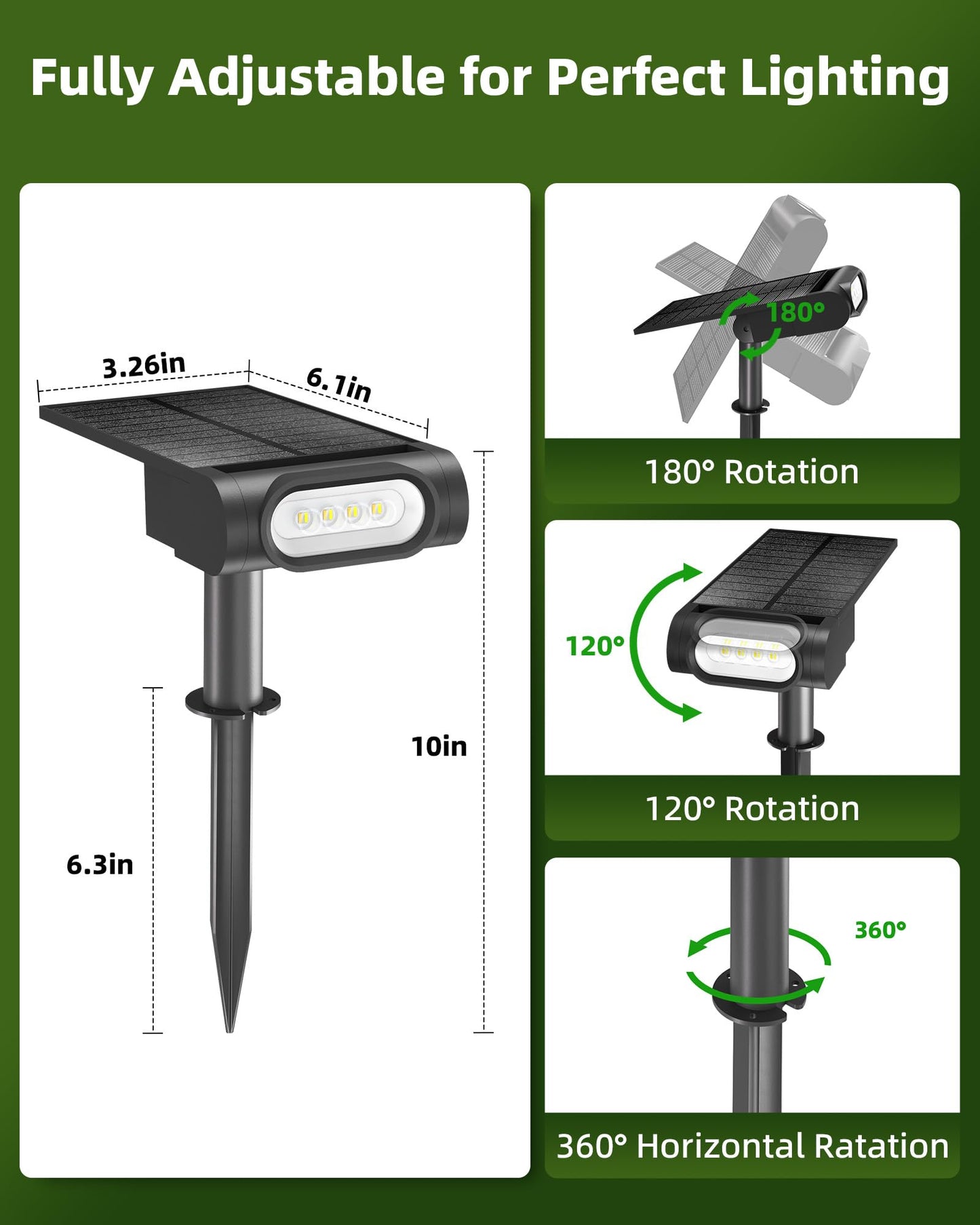 Ezvalo Solar Spot Lights Outdoor Waterproof Ip67 3 Lighting Modes Landscape Spotlights Efficient King-Size Leds Solar Powered For Garden Yard Pathway (2Pack-Cool White)