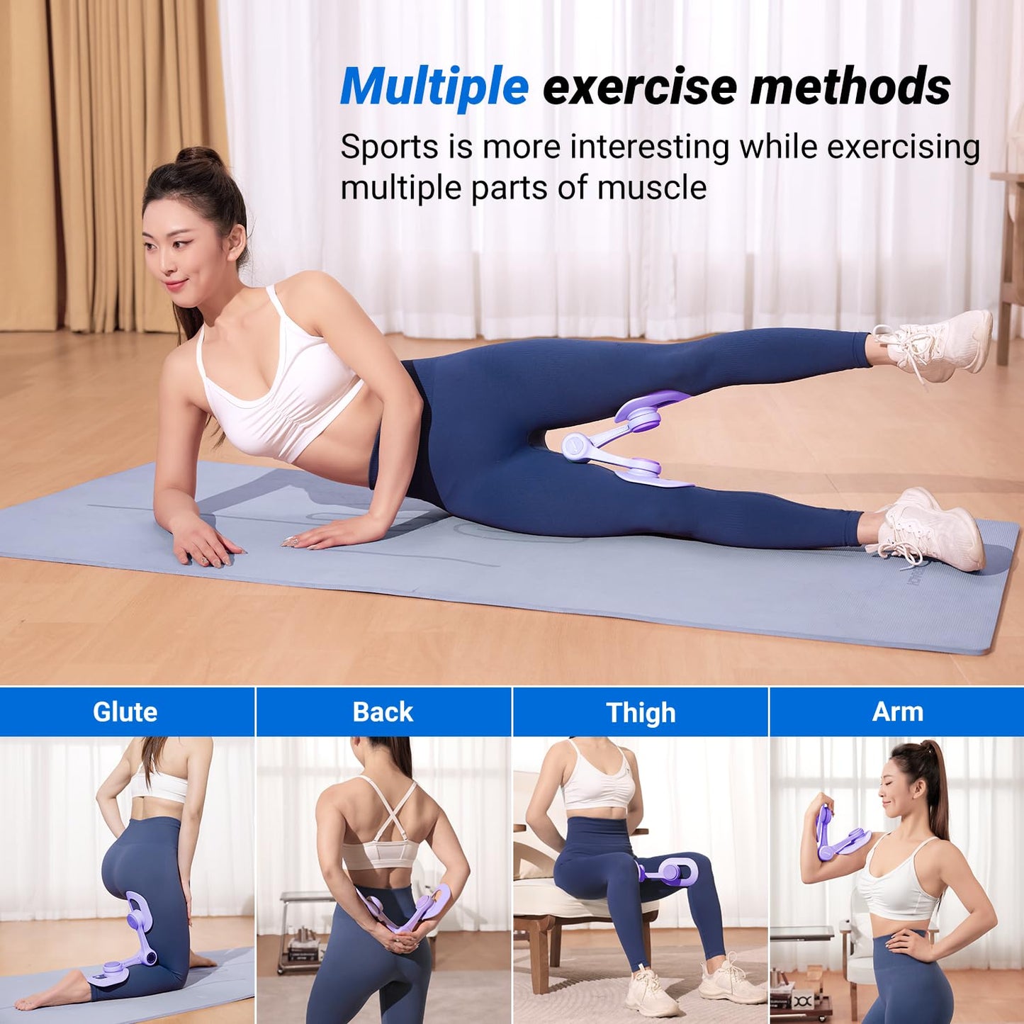 MERACH Thigh Trainer, Pelvic Floor Muscle Trainer, Inner Thigh Exercise Workout Equipment for Home Gym, Pelvic Floor Strengthening Women (Purple)
