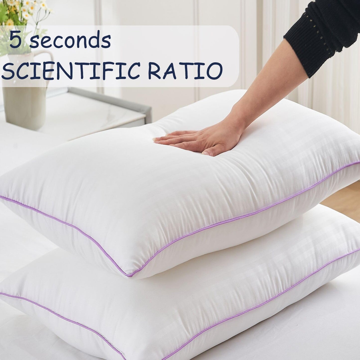 VAINOC Pillows Standard Size Set of 2,Breathable Hotel Collection Bed Pillows for Sleeping Medium Soft Down Alternative Microfiber Filled,20 x 26 Inches