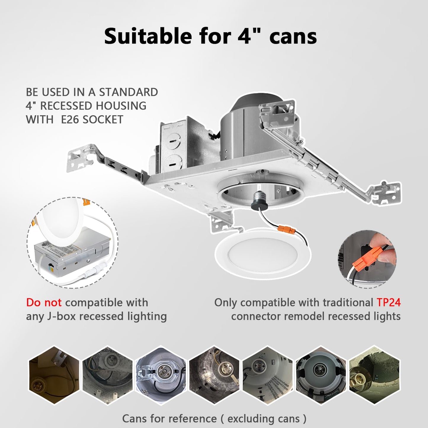 Lvwit Led Recessed Light 4Inch Can Lighting With White Cover Color Selectable Dimmable Downlight With E26 Conversion Kit 12 Pack