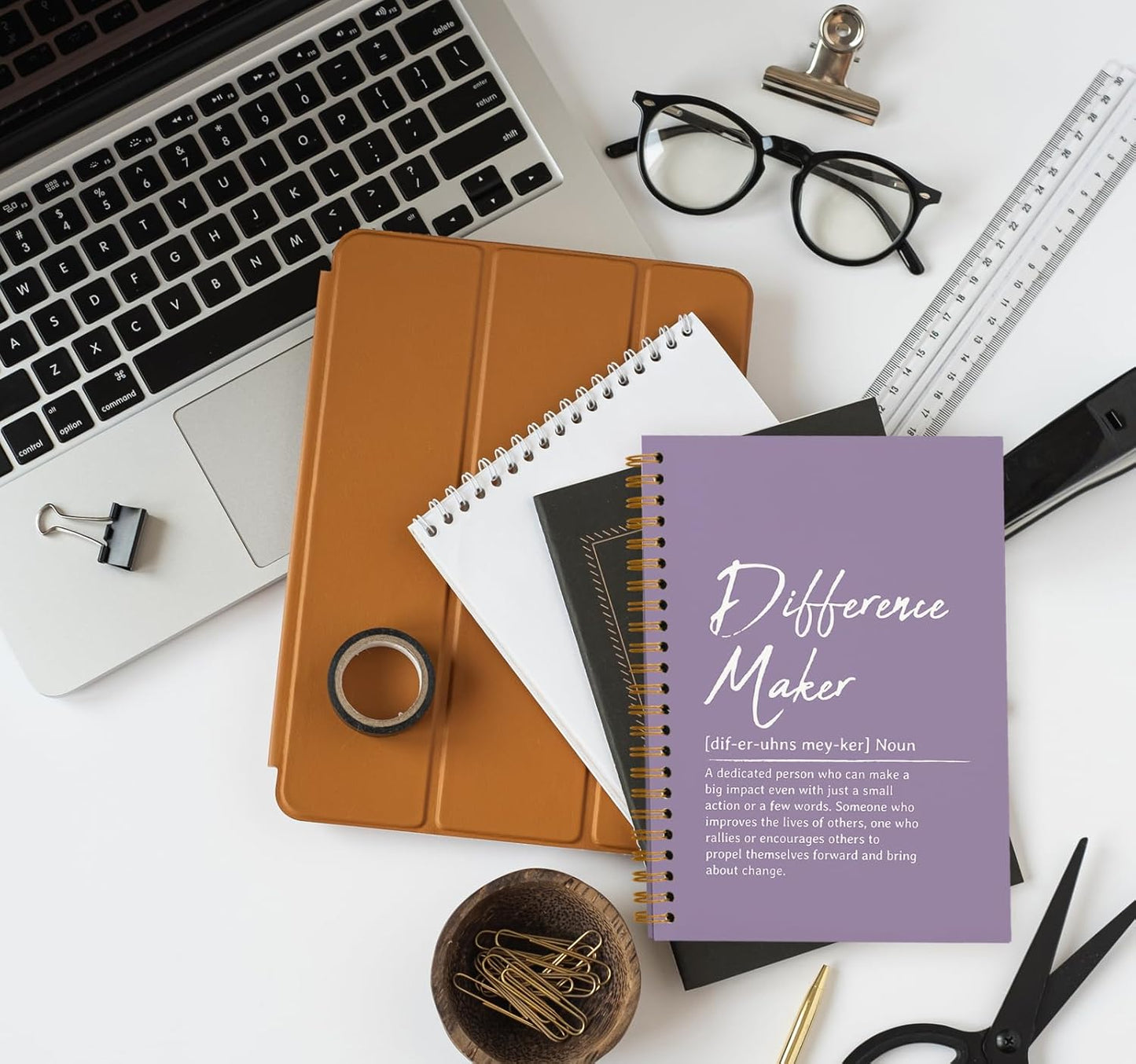 OXW Purple Meeting Notebooks for Work, Difference Maker Gift Office Work Notebook Journal for Writing Note Taking, Thank You Gifts for Women Men Leader Boss Mentor Principal Manager, 5.5"x8.3"