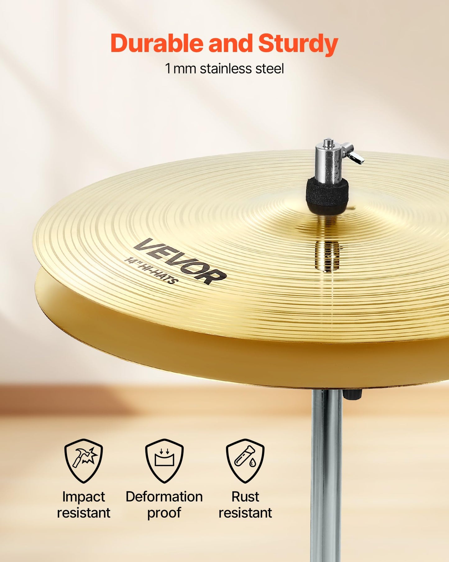 Vevor Cymbal Pack, 5 Pieces Cymbals For Drum Set, Alloy Cymbals Drum Set Includes 14-Inch Hi-Hats, 16-Inch Crash, 18-Inch Crash,