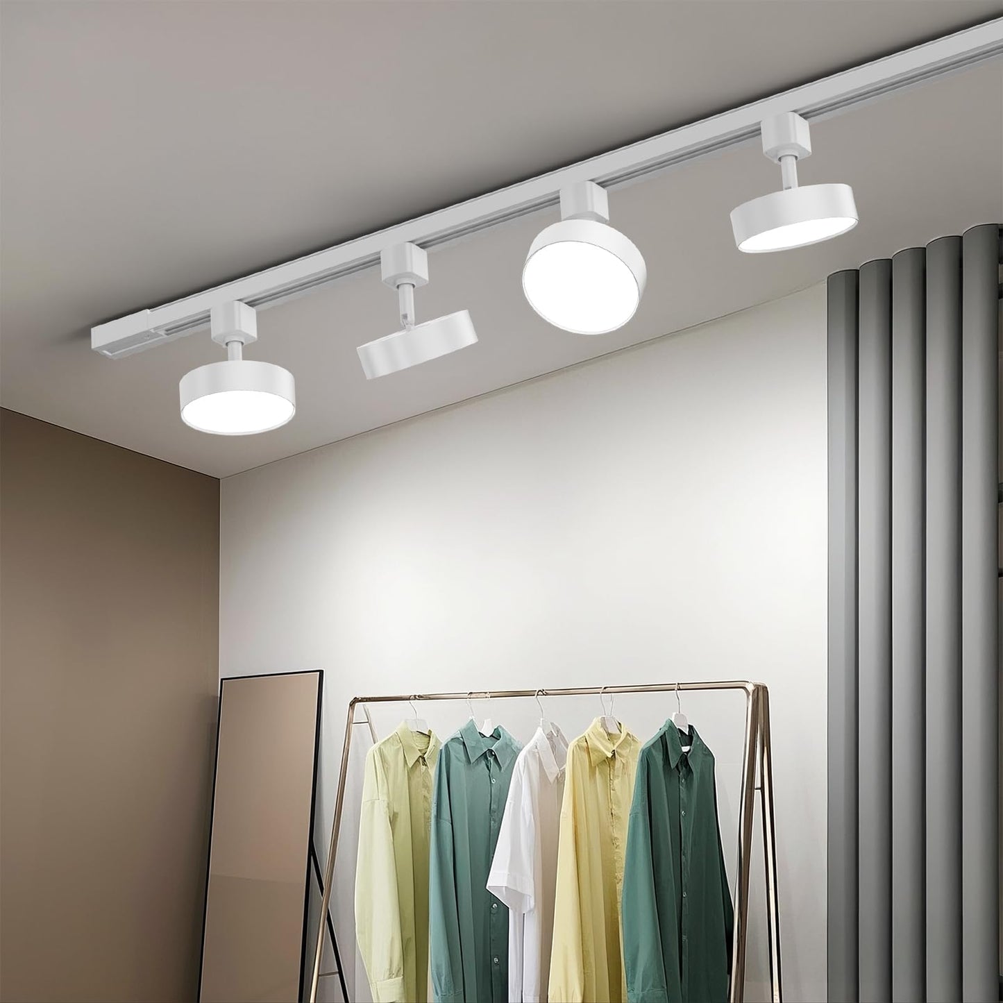 Tuyubee Diffuse Led Track Lighting Heads H Type Track Light Heads Dimmable Kitchen Track Lighting Fixtures Ceiling Compatible With H Track Rails - Flicker Free Cri90+ 3000K 12W 1000Lm 4 Pack White