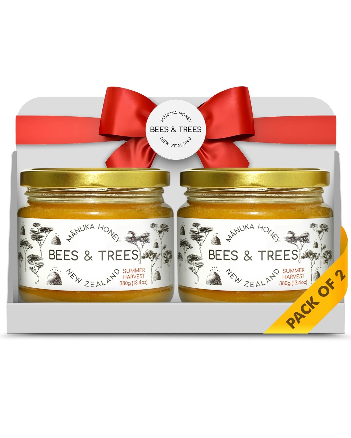 Bees & Trees New Zealand Manuka Honey 550+ and 350+ MGO - Pure, Raw, Unpasteurized Monofloral Superfood Honey for Wellness & Vit