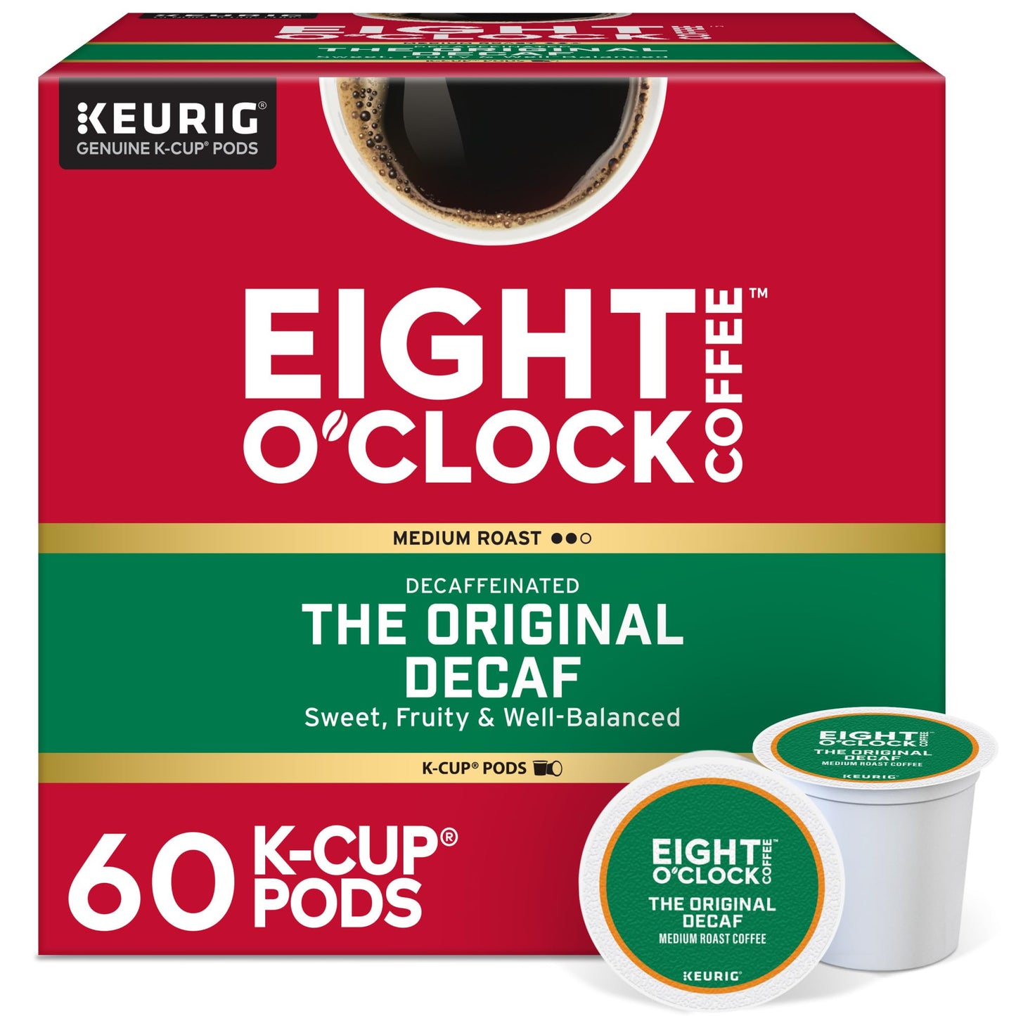 Eight OClock Coffee The Original Decaf Single-Serve Keurig K-Cup Pods Medium Roast Coffee Pods 60 Count
