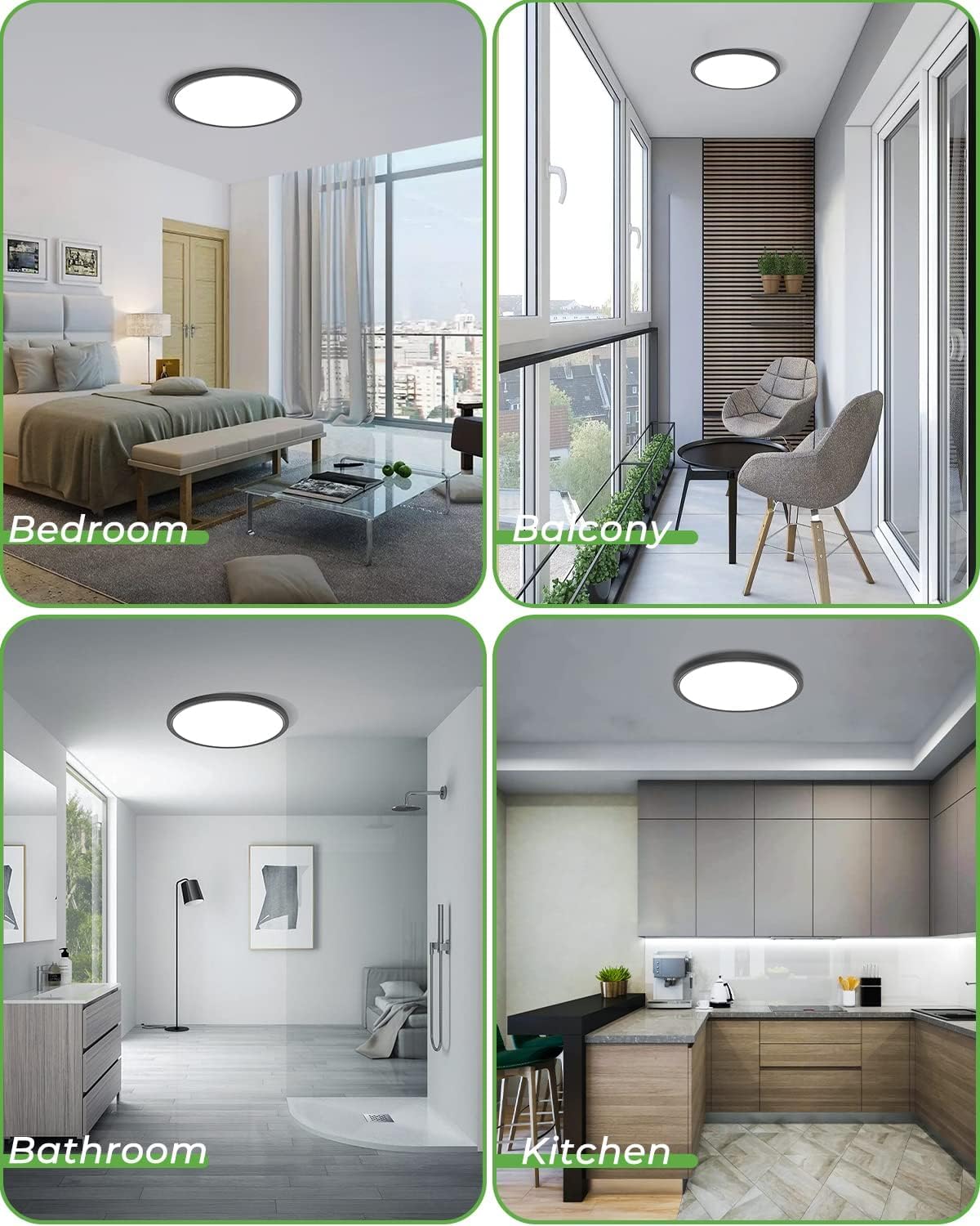 Zemty 12Pack 12 Inch Led Ceiling Light, Slim 28W 3200Lm, 3 Color Temp 3000K/4500K/6000K, Black, Model