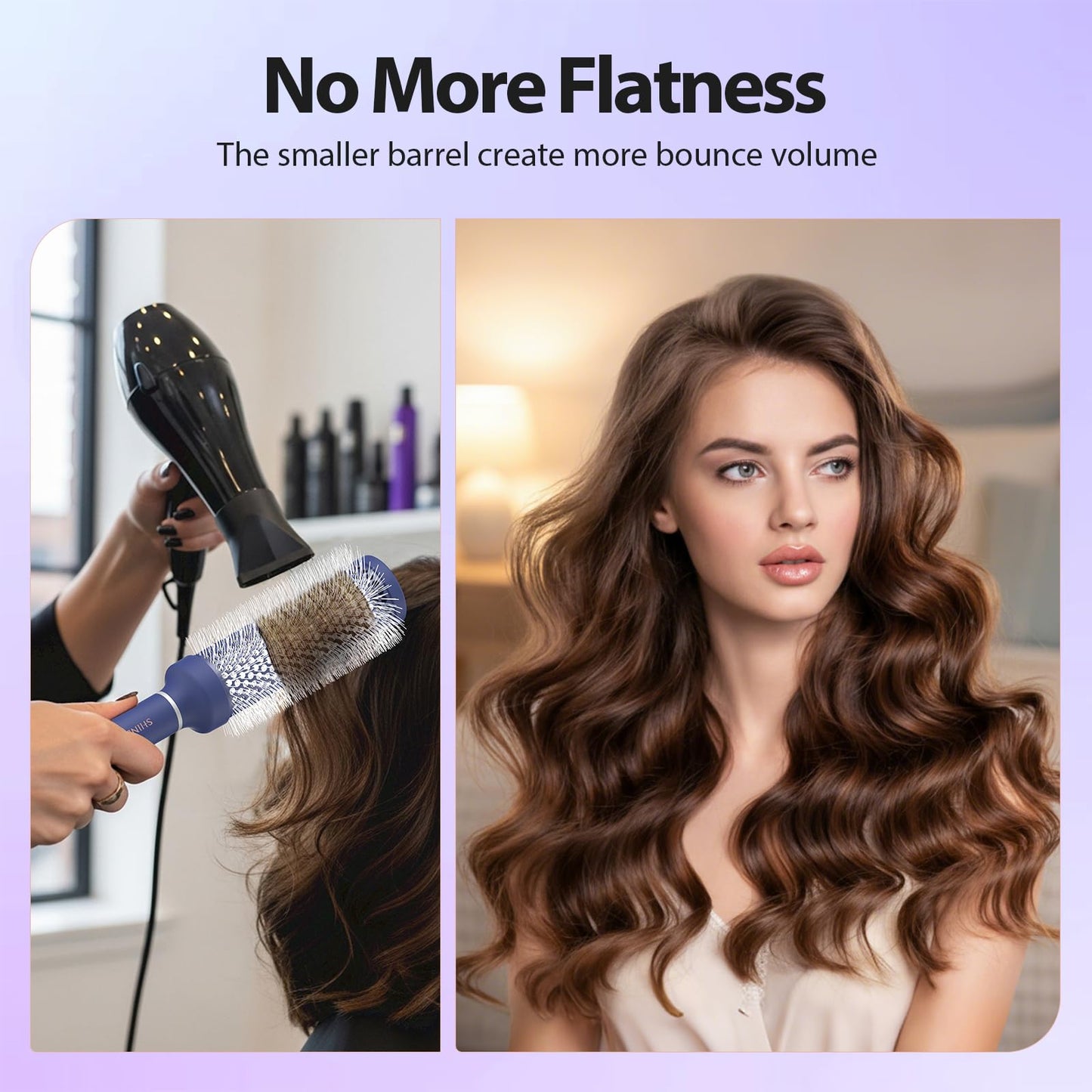 SHINLEA Ceramic Round Brush for Blow Out, Newly Upgraded Round Brush for Blow Drying with Distribution Grooves and Nylon Bristle