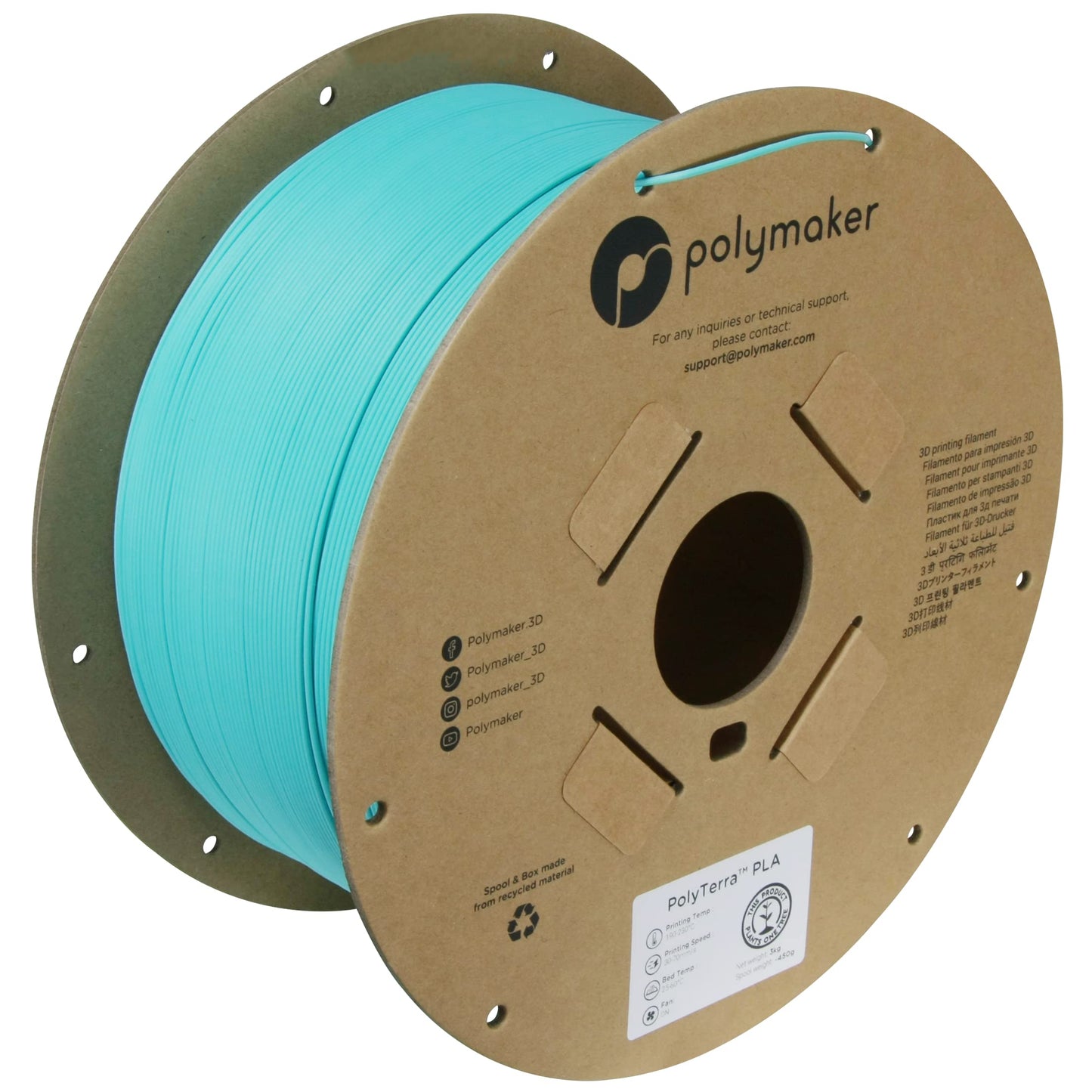 Polymaker Matte PLA Filament Matte Arctic Teal 1.75mm 3kg 3D Printing Filament, PolyTerra 3D Printer PLA Filament