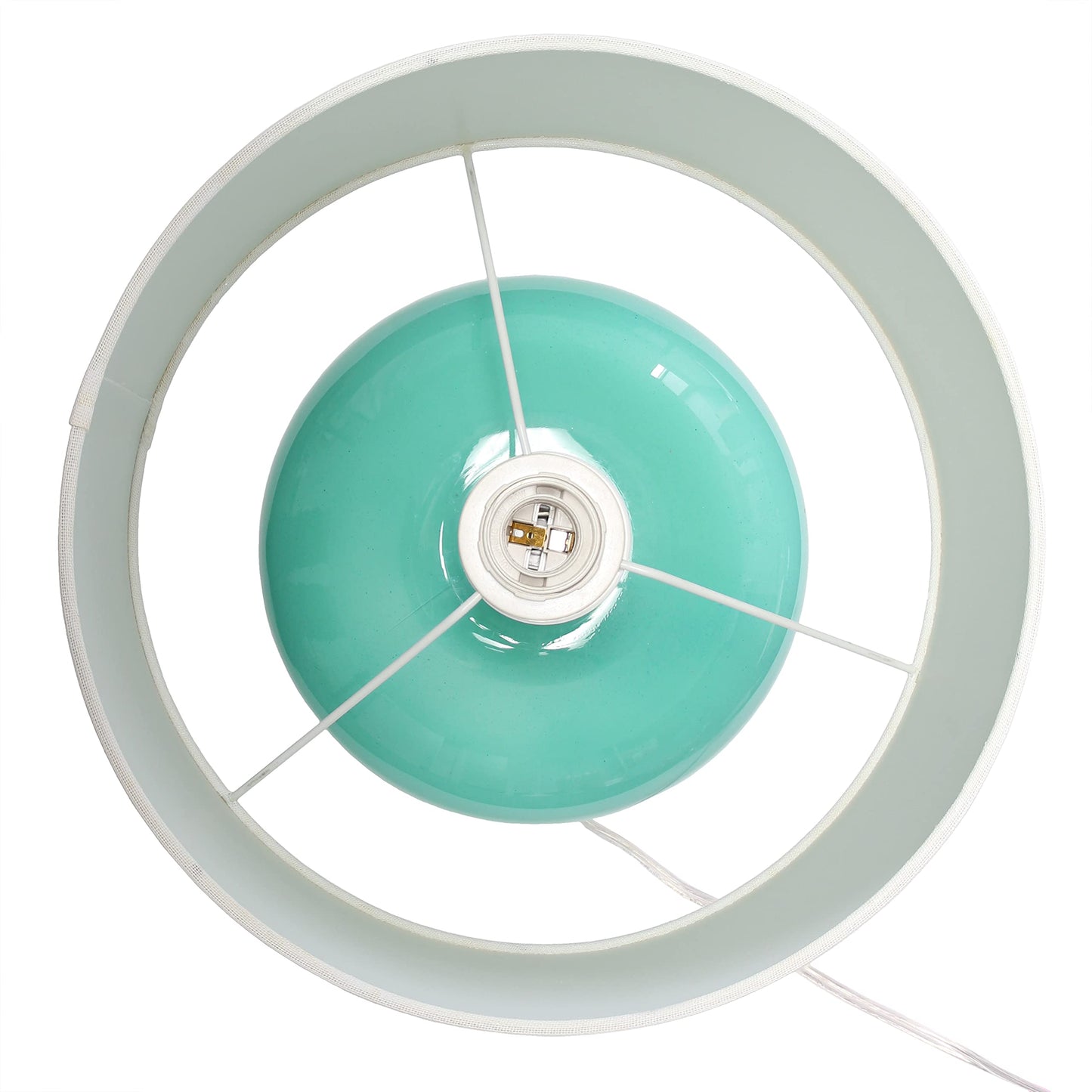 Elegant Designs LT1127-AQU Ceramic Table Lamp, 15.25in Modern Design, Aqua Color, White Fabric Shade