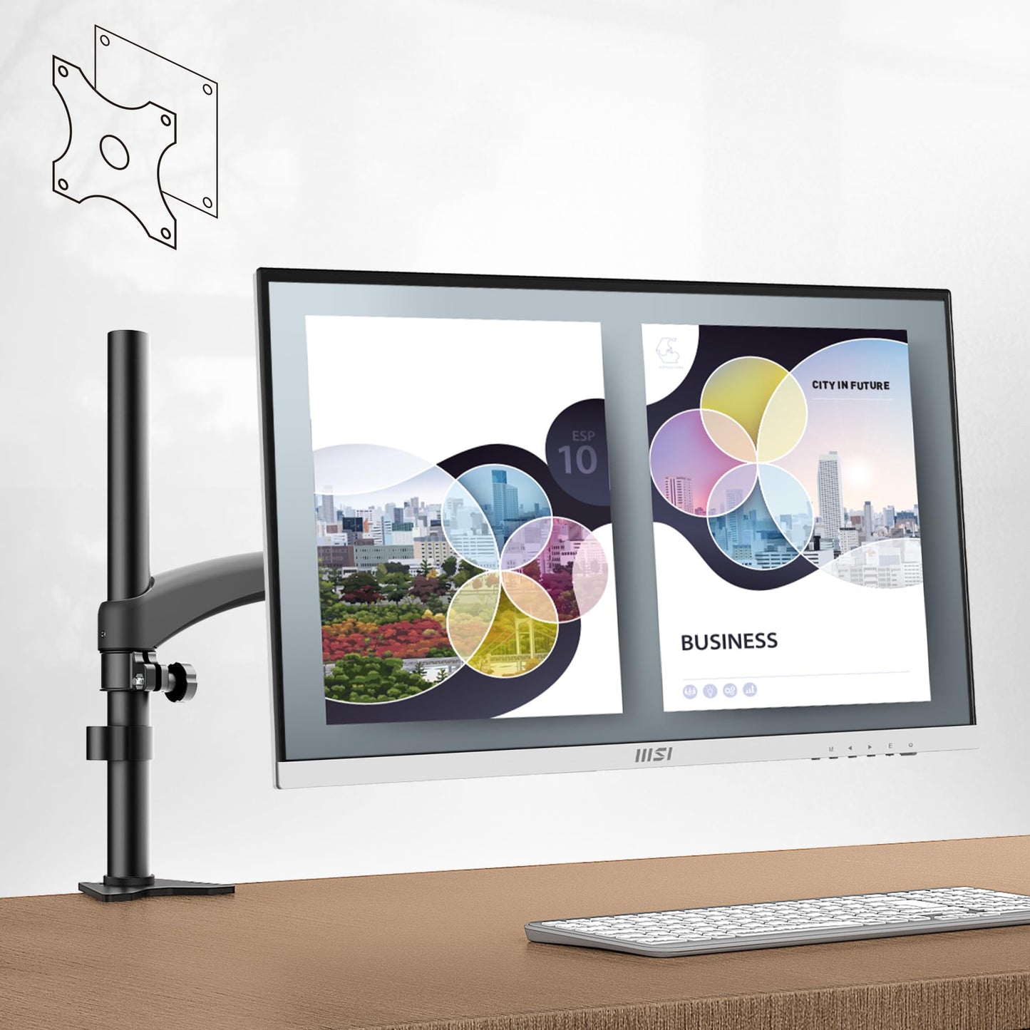 Msi Pro Mp273Aw, 27 Monitor, 1920 X 1080 (Fhd), Ips, 100Hz, Tuv Certified Eyesight Protection, 4Ms, Displayport, Hdmi, Tilt, Whi