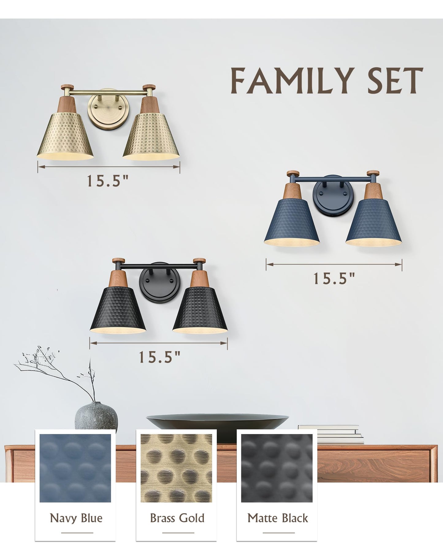 Femila 2 Light Bathroom Vanity Light 15 Modern Bathroom Lighting Fixtures Over Mirror With Woodgrain Finsih 4Fg59B-2W Blue-Nw