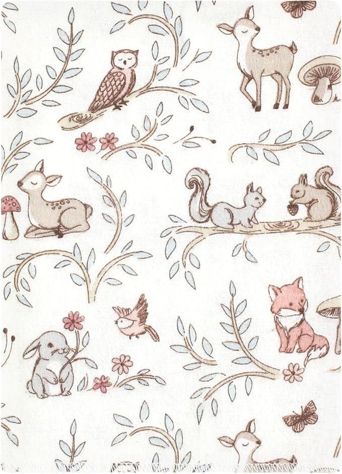 Luvable Friends Hudson Baby Flannel Burp Cloths 12pk, Pink Forest Friends