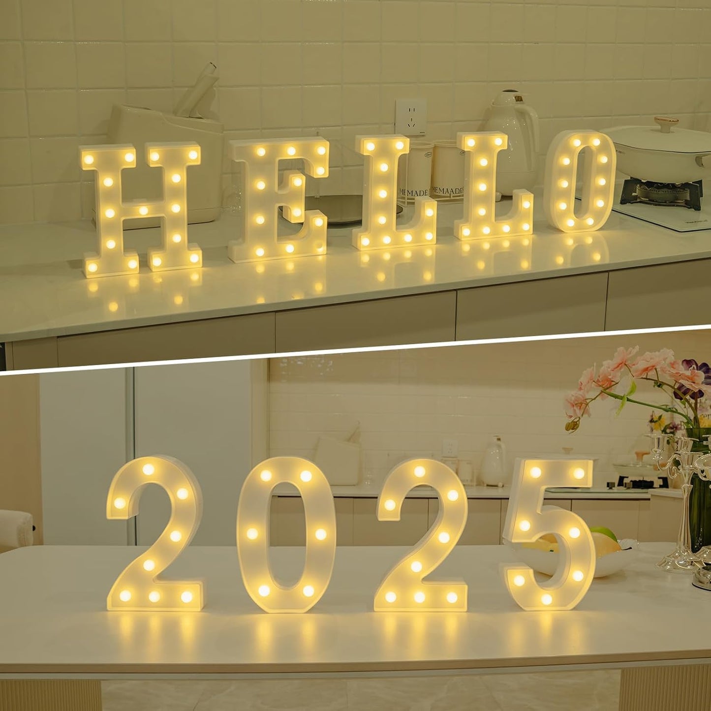 Foaky Rechargeable LED Letter Lights Sign - Warm Plastic Marquee Light for Home Bar Decoration, Wedding, Birthday - Size 2