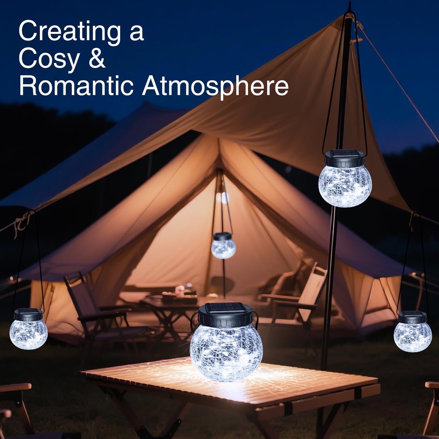 Kolpop Solar Lanterns Outdoor Waterproof 2 Pack Hanging Solar Lights With 30 Led ed Glass Hanging Globes For Garden Patio Fence Yard Christmas Tree Decoration Cold White