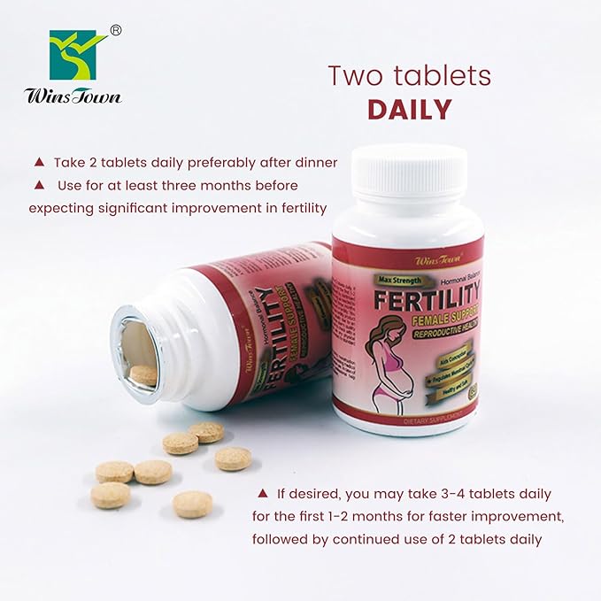 Fertility Tablets for Women, Female Prenatal Vitamin Supplements, 60 Tablets