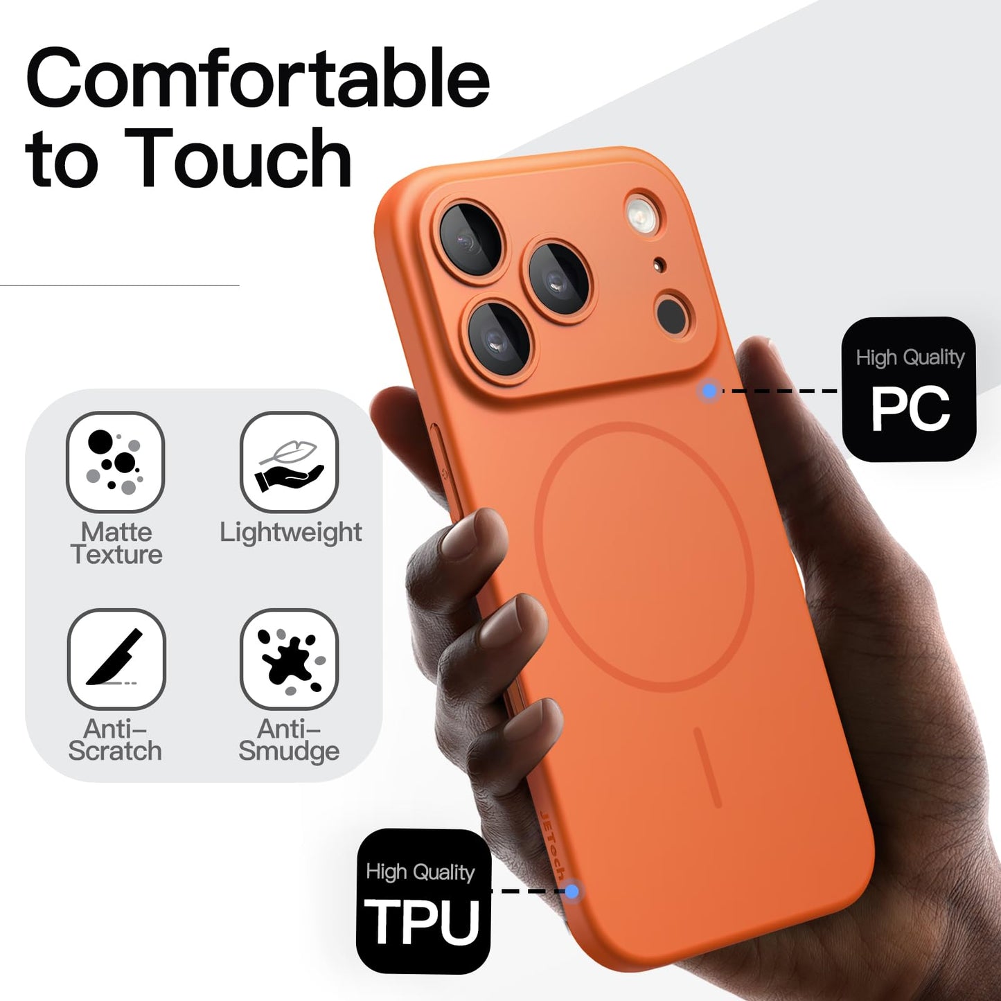 Jetech Magnetic Slim Case For Iphone 17 Pro 6.3-Inch, Compatible With Magsafe, Ultra-Thin Lightweight Minimalist Phone Cover Wit