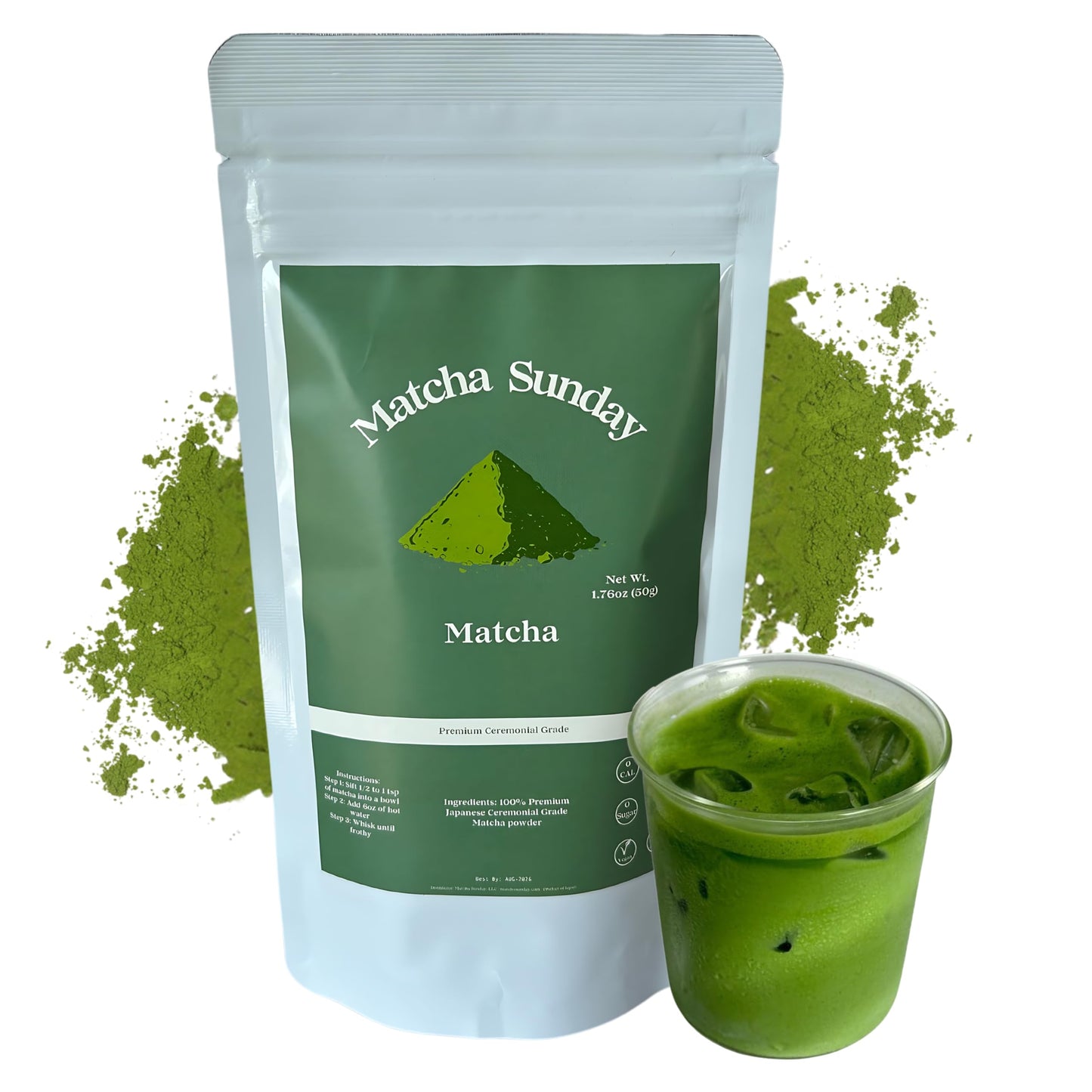 Matcha Sunday Ceremonial Grade Matcha - Kyoto Japan - Finely Ground Green Tea Powder - Vibrant Green (50g/ 1.75oz)