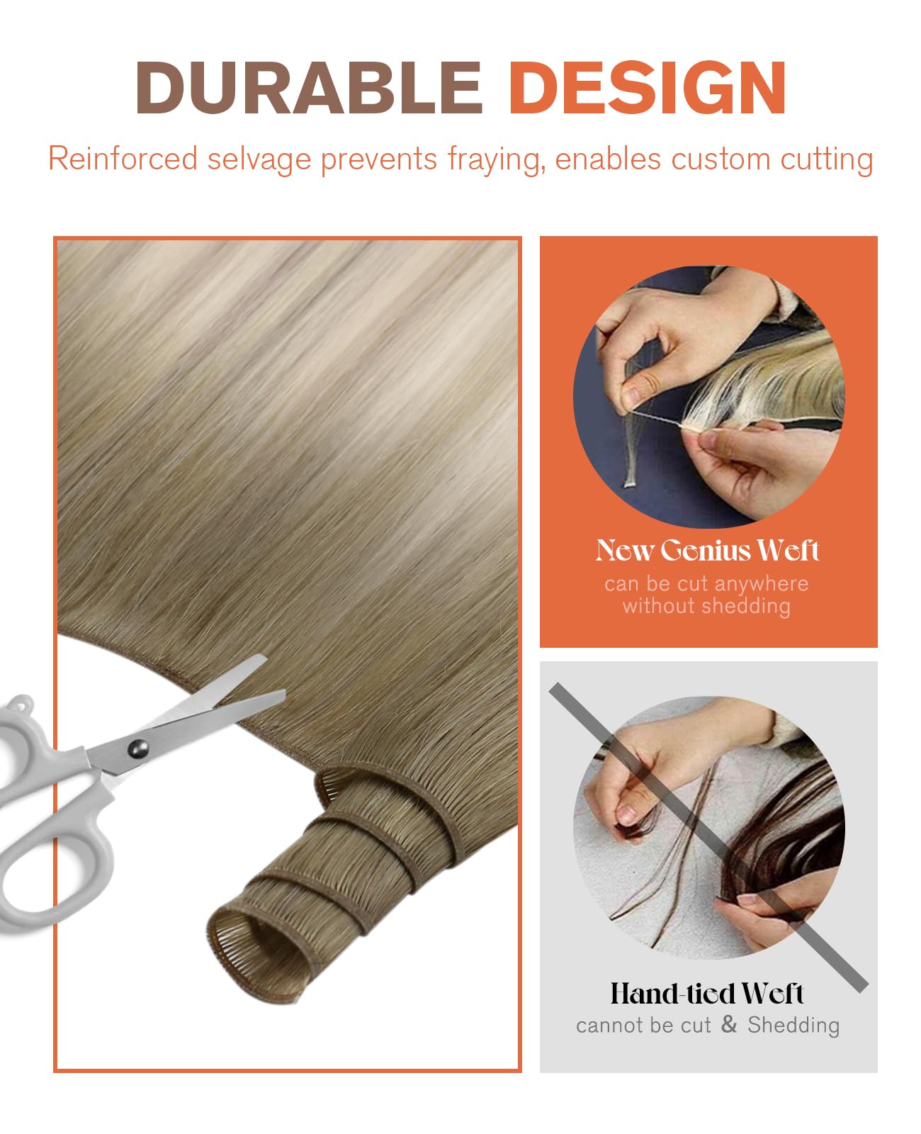 Sunny Hair Genius Weft Sew in Hair Extensions Real Human Hair Blonde Genius Weft Hair Extensions Human Hair Hand Tied Hair Exten