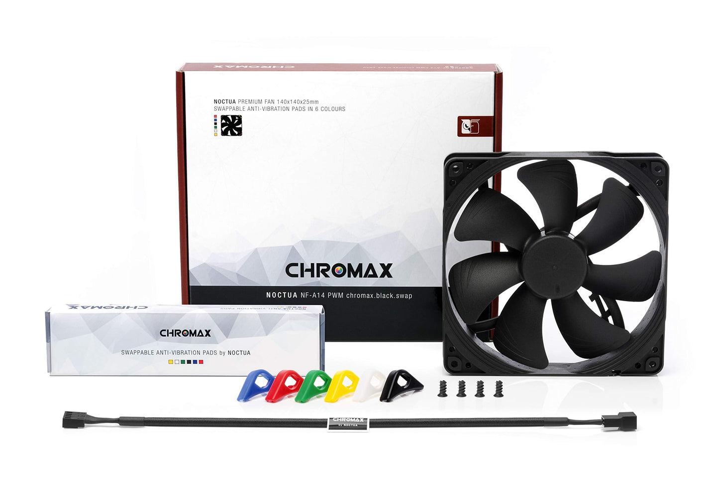 Noctua NF-A14 PWM chromax.Black.swap, Premium Quiet Fan, 4-Pin (140mm, Black)