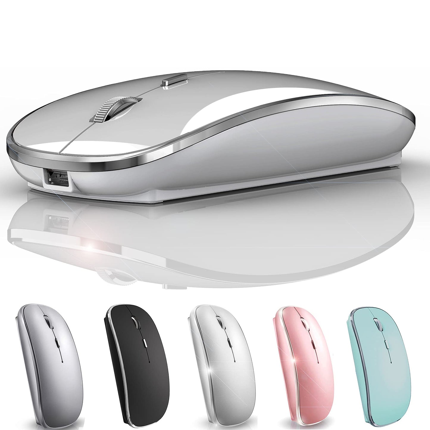 JETTA Wireless Mouse for MacBook Pro MacBook Air Laptop Desktop Chromebook Win7/8/10/11 PC - Silver-New