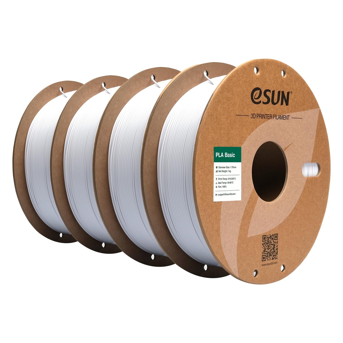 eSUN PLA Basic Filament 1.75mm, 3D Printer Filament High Speed PLA for Fast Printing, 1KG Spool, 4 Spools 3D Printer Filament, C