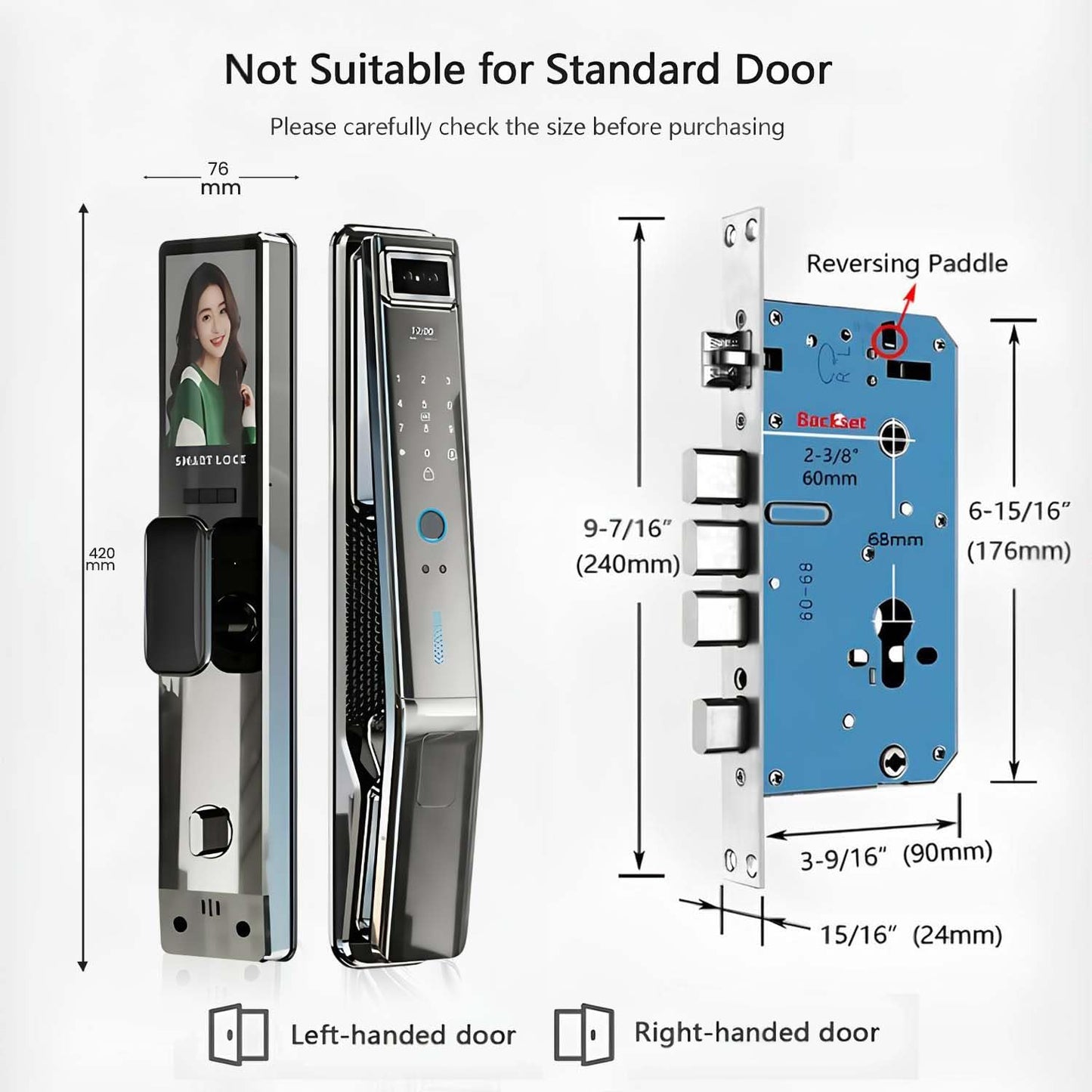 Smart Door Lock with 3D Face Recognition & Camera – 7-in-1 Keyless Entry via Palm Vein, Fingerprint, Passcode, Card, WiFi App (JLink), Key, Video Intercom & Doorbell, Alexa - Easy Install