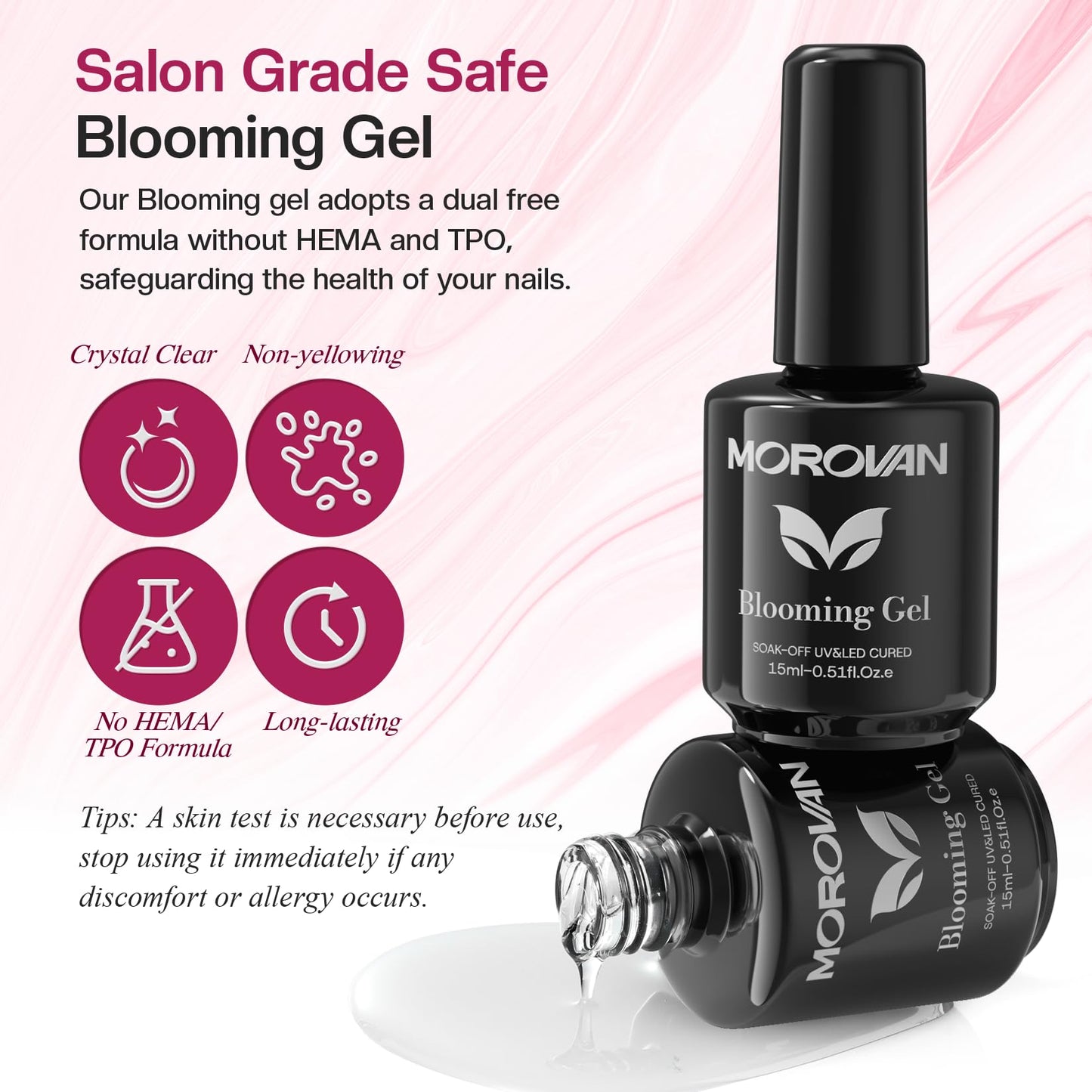 Morovan Blooming Gel Nail Polish: 15ml Clear Blooming Gel Polish Soak off UV/Led for Nails Art Design Spreading Effect Marble Wa