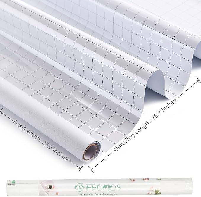 FEOMOS White Total Blackout Window Film, Static Cling Blackout Window Clings, 100% Light Blocking Film, Room Darkening Window Cover for Privacy Day Sleep Sun Blocking 23.6x78.7 inches