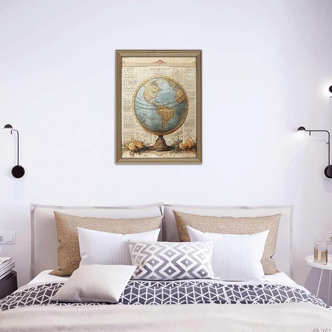 Classic Globe with Detailed World Map and Vintage Documentation, Beautifully Complemented by Decorative Roses,500 Piece Adults Wooden Jigsaw Puzzle,Ideal for Relaxation and Family Fun