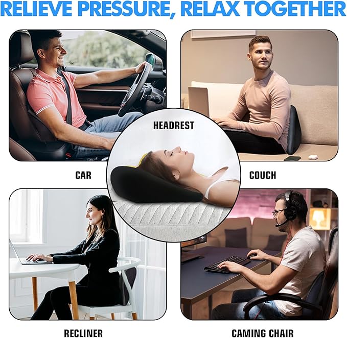 Soft Lumbar Support Pillow for Driving Seat 100% Memory Foam Lumbar Pillow for Lower Back Pain Relief, Lumbar Support Cushion for Car Seat, Office Chair - Yellow