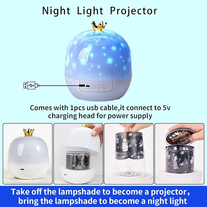 21 Sets of Films Ocean Night Light Projector, Kids Projector for Bedroom,Stars Projector for Ceiling, 360 Degree Rotation Jellyfish Kids Night Light for Decorating Birthdays,Christmas Gifts