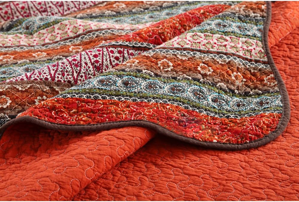 NEWLAKE Striped Classical Cotton Patchwork Bedspread Quilt Sets, Twin Size